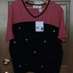 Liz Claiborne Stars & Stripes T-shirt - NWT